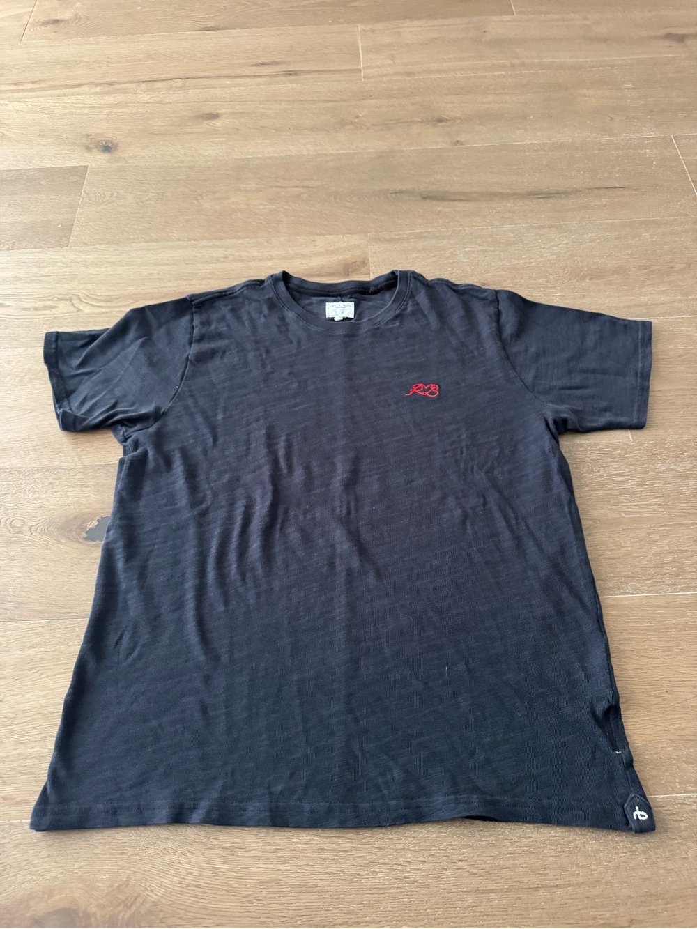 rag & bone Black Short-Sleeve Crew T-Shirt with Red Chest Logo